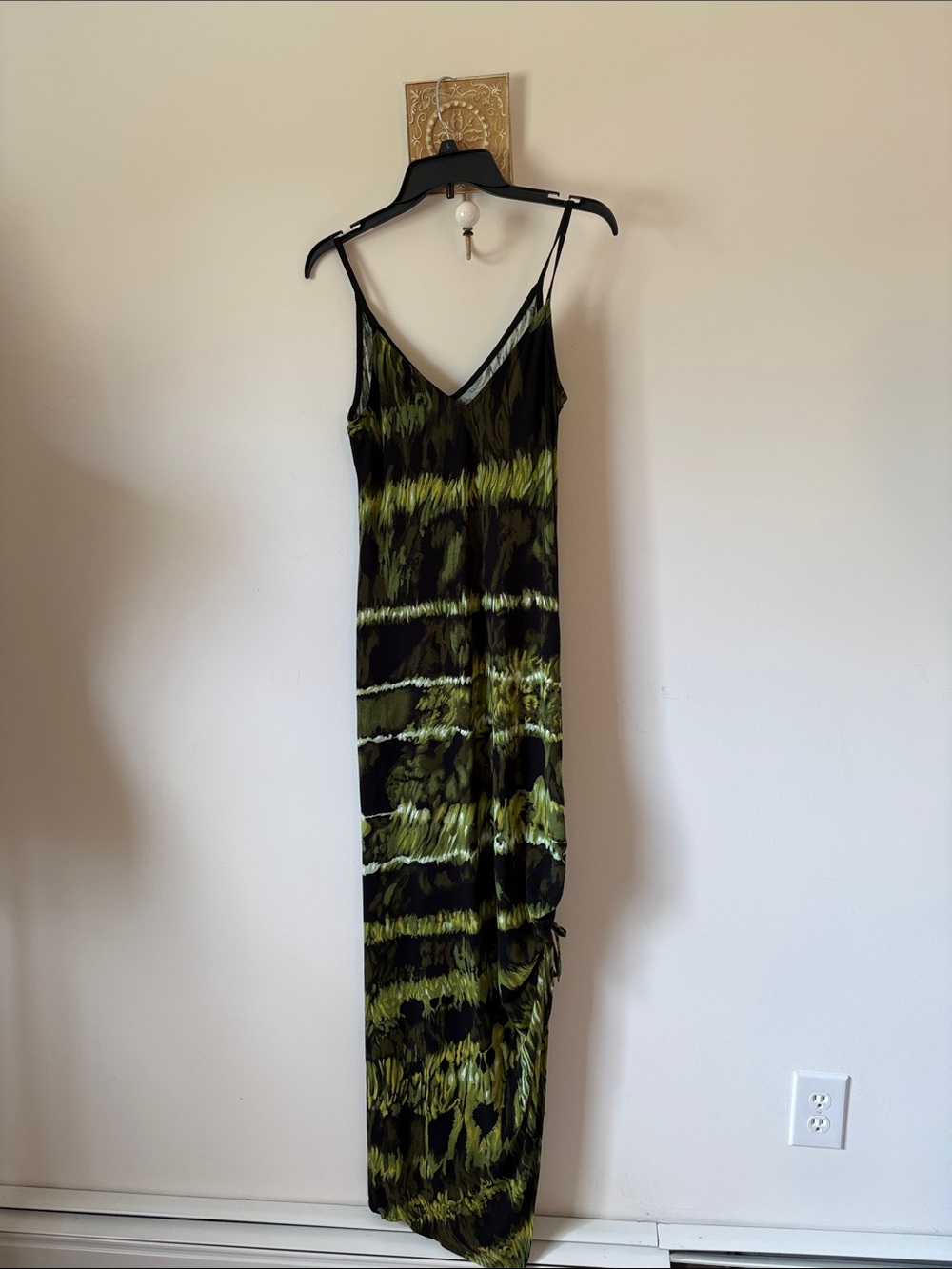 Casadei Black and Green Tie-Dye Maxi Slip Dress